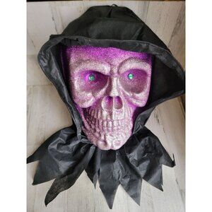 Large purple skull grim reaper head hanging Halloween home decor